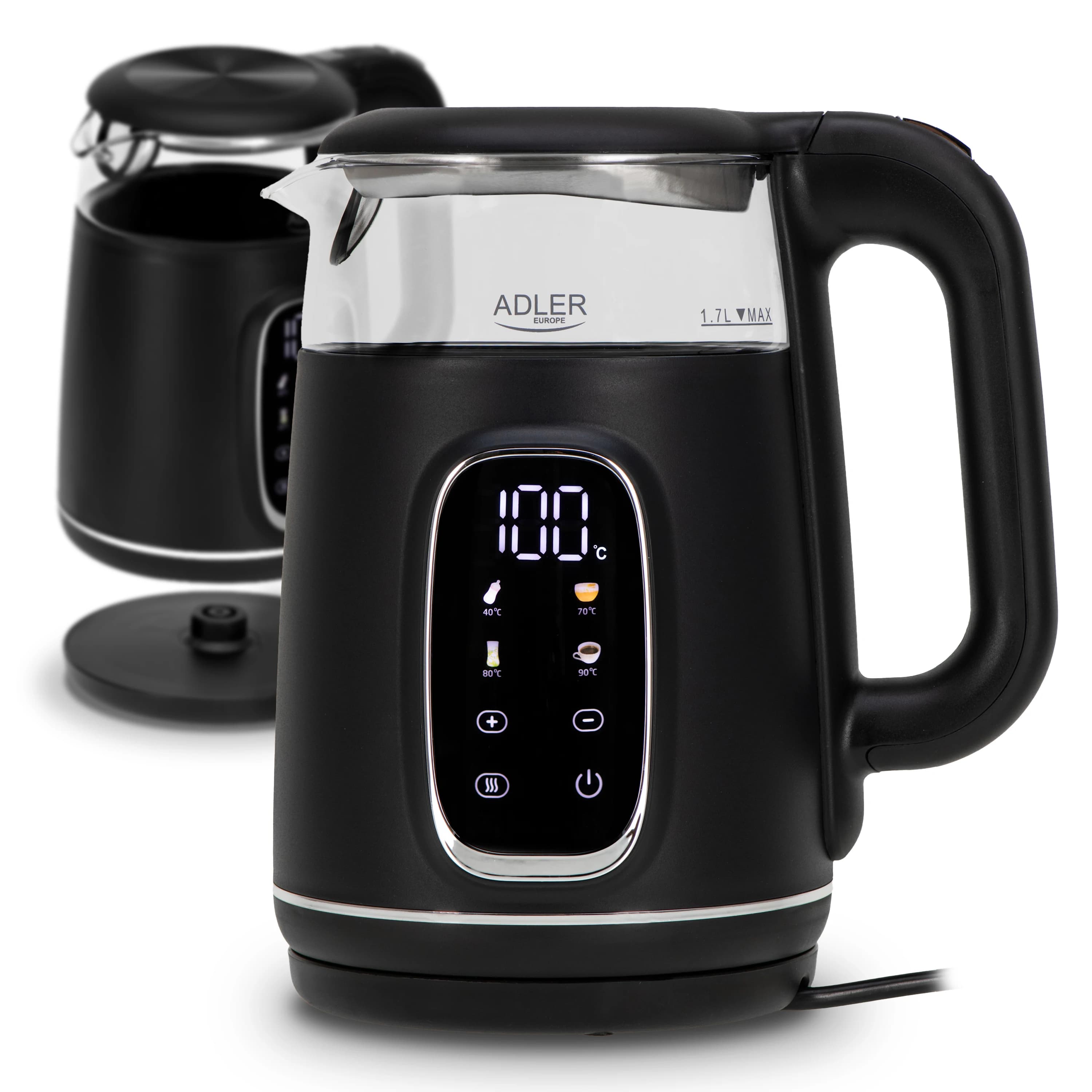220W 1.7L Electric Kettle Glass Manual Temperature Setting Temperature Maintenance Function