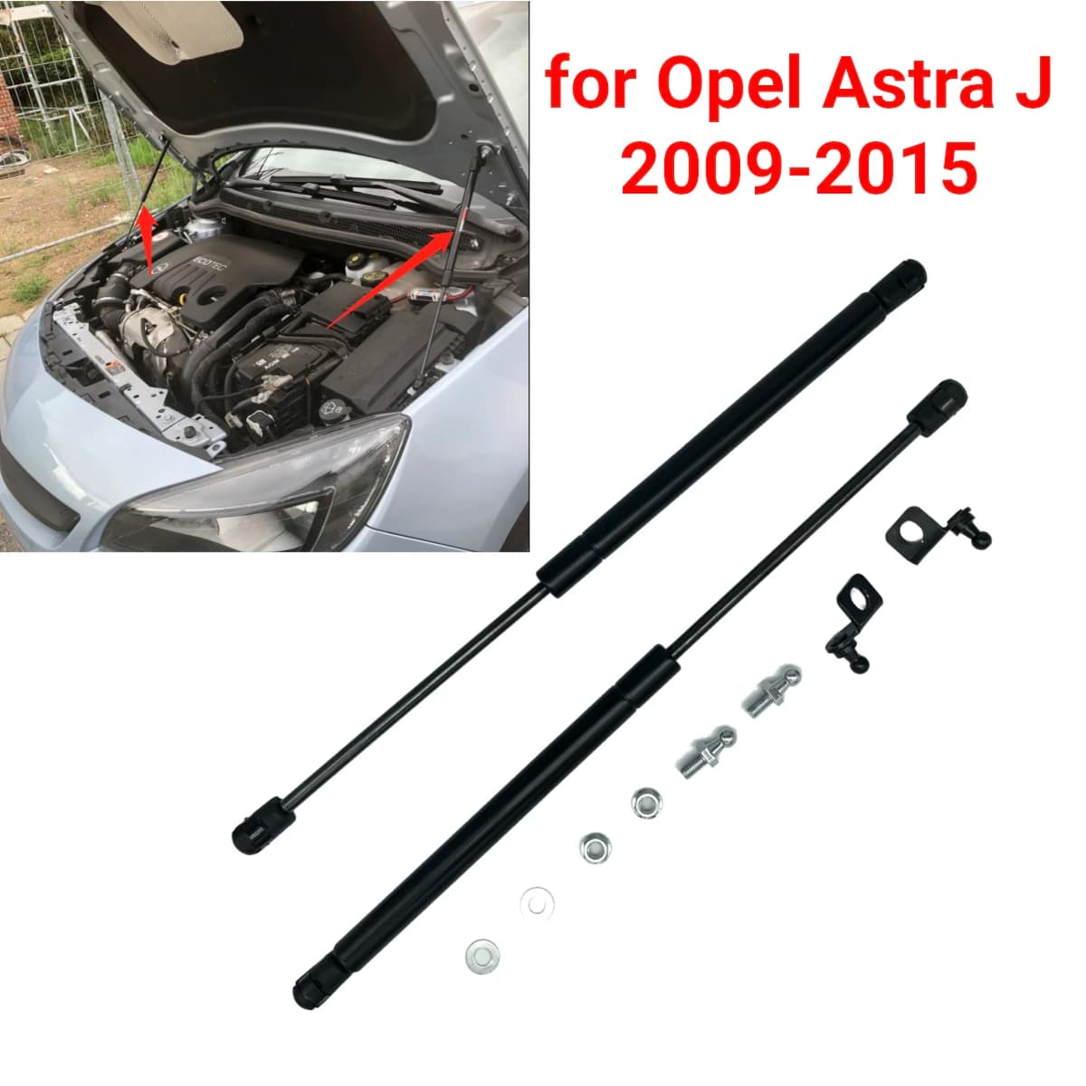 2Pcs Car Front Engine Bonnet Hood Gas Struts Lift Support Rod Bars for Opel Astra J for Vauxhall Astra 6 2009-2015