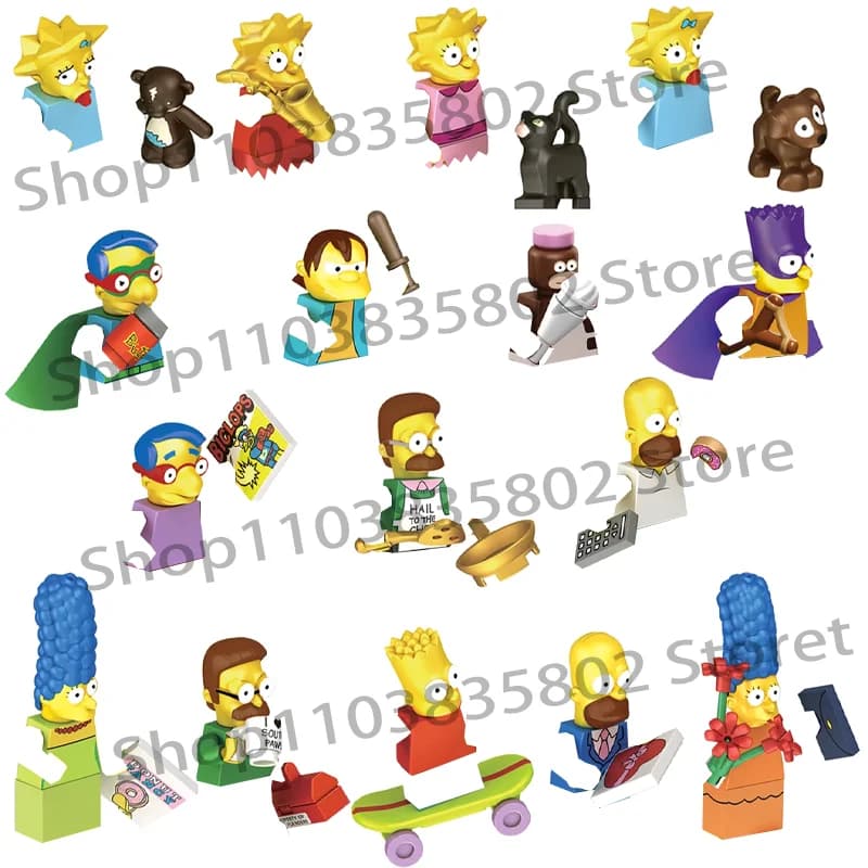 8Pcs/Set Simpsons Homer Bart Building Blocks Simpsones Family Pronton Milhouse Action Figures Bricks Gift Toys For Children