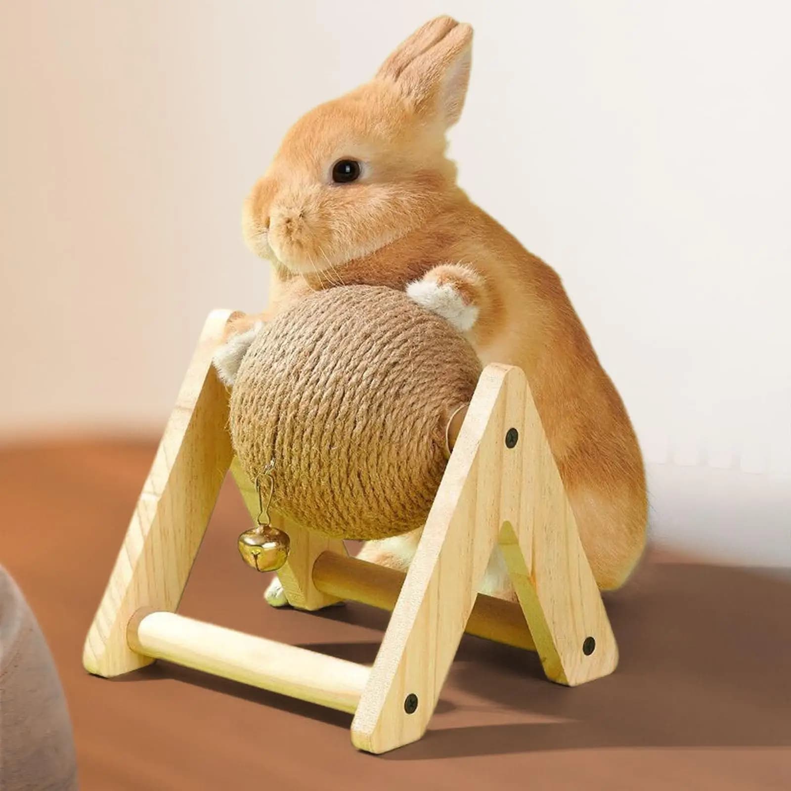 Scratching Ball Sisal Claw of Ball Wooden Stand Scratch Toy Ball for Bunnies
