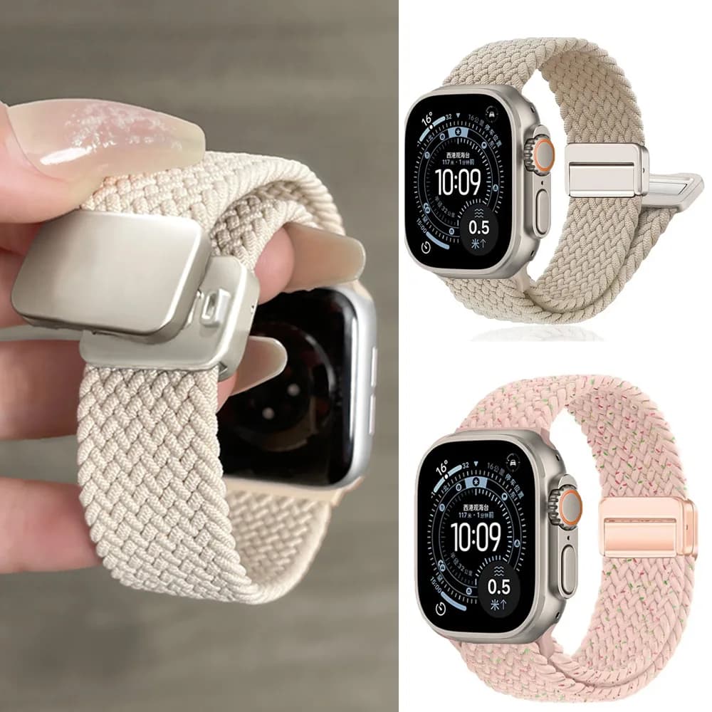 Braided Nylon Strap For Apple watch Band Ultra 3 49mm 44mm 45mm 42mm 46mm 40mm 41mm Bracelet iWatch Series 11 10 9 8 7 6 SE Band