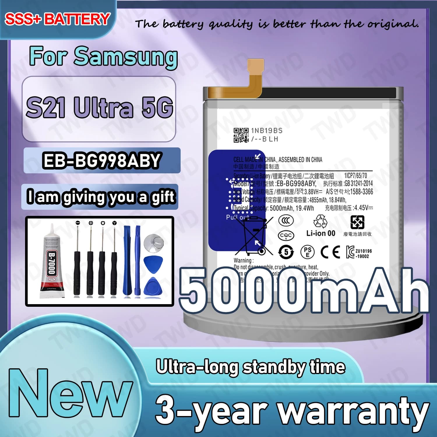 EB-BG998ABY Large capacity Battery For Samsung Galaxy S21 Ultra 5G/SM-G998B/SM-G998U Batteries New High Quanlity+Free Tools
