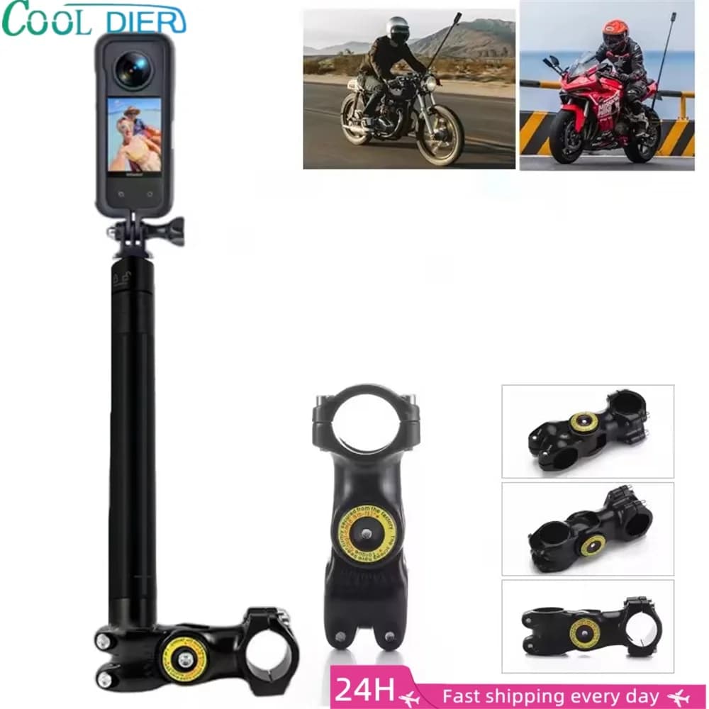 Motorcycle Bicycle Selfie Stick Monopod Mount Handlebar Bracket for Insta360 X5 X3 X4 GoPro Hero 13 12 11 10 9 8 DJI Accessories
