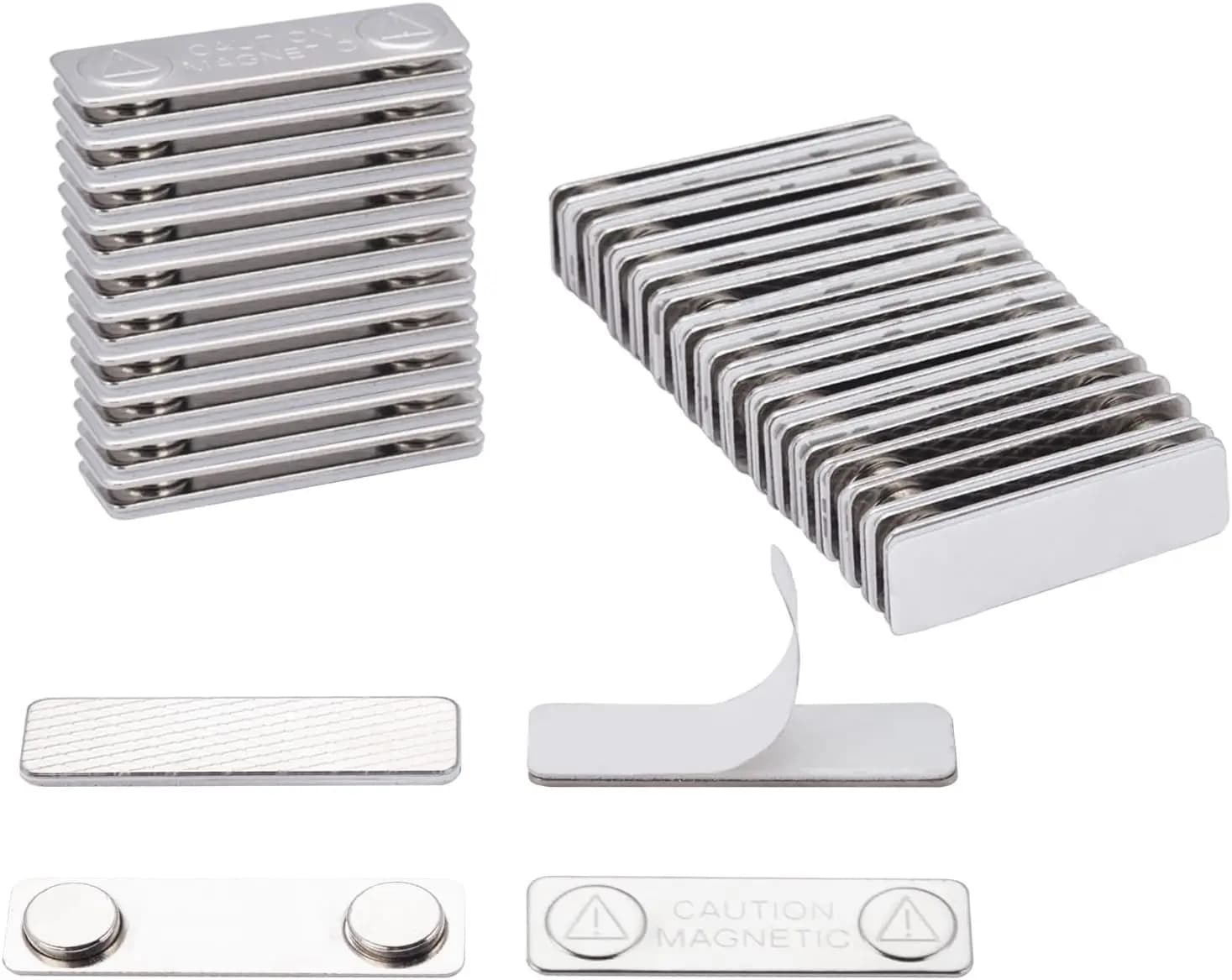10 Pair Strong Magnetic Name Badge Holders with Steel Back Plate Name Tags/ID Badge Magnets Fastener with Adhesive