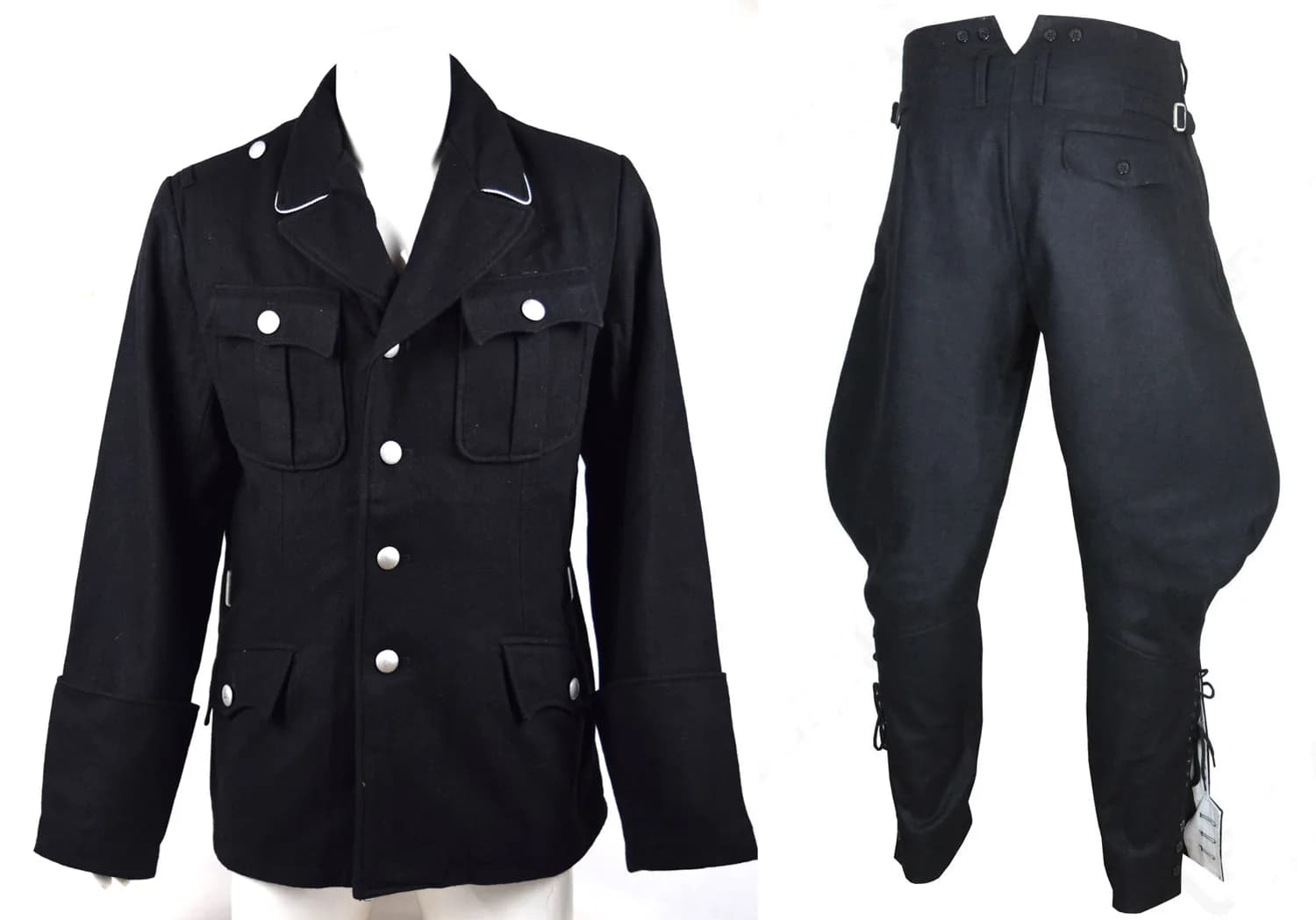 Cosplay Elite Officer Black Wool Tunic And Breeches Military Uniform