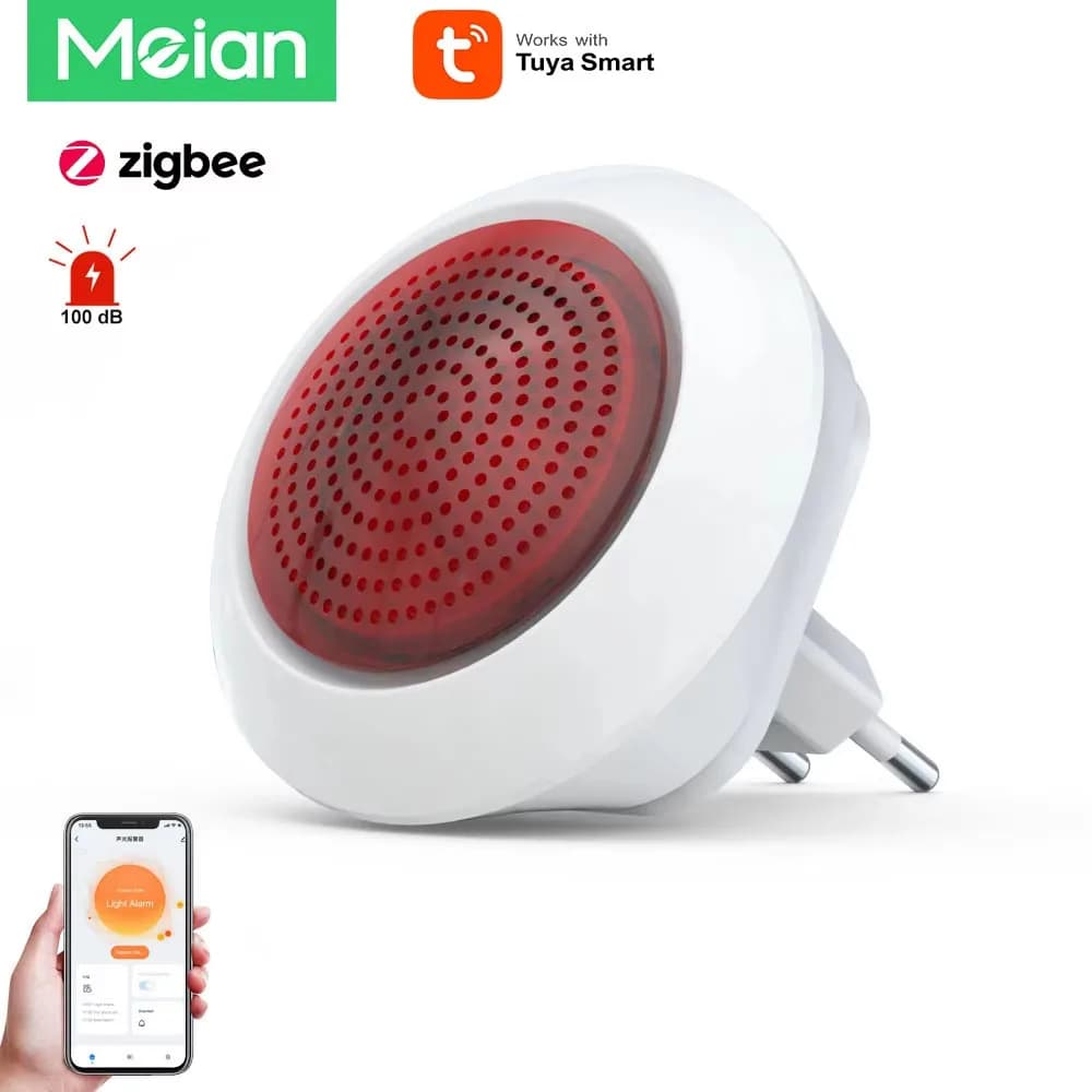 Meian Tuya 100dB Siren Alarm Wireless Sirena Alarma Linkage Security Protection Control Via Smart Life APP ZigBee 3.0 Gateway