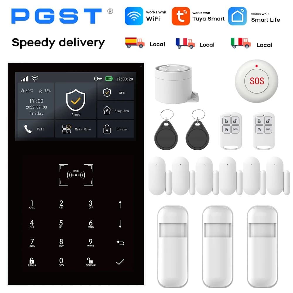 Smart Tuya GSM Wireless Alarm Security System with PIR Motion Sensor and Remote Controller for Villa Shop Warehouse Protection