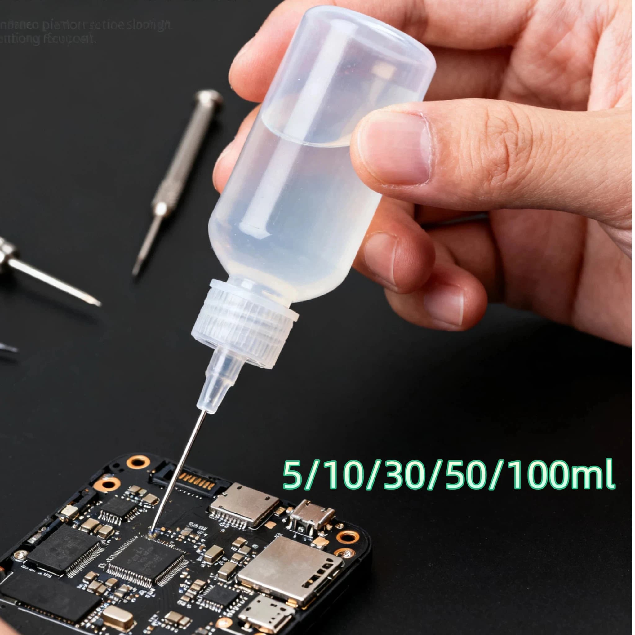 100-5ML  Needle Tip Glue Applicator Plastic Bottle Essential Oil Injection Pigment Bottle Mobile phone dropper repair tool