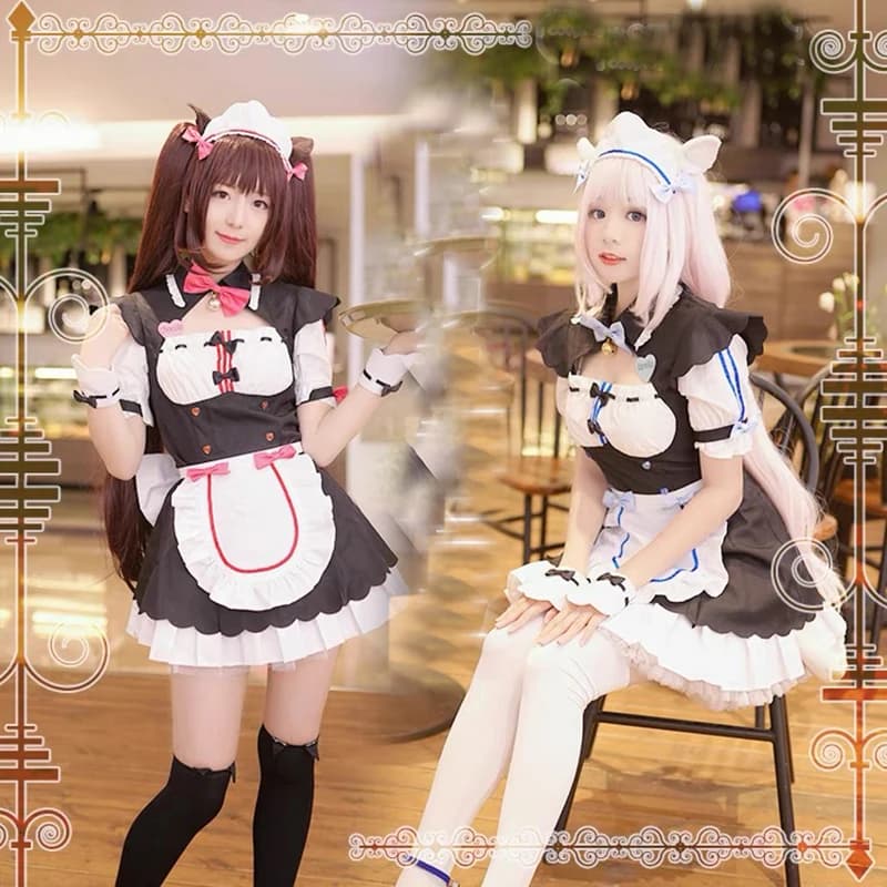 Anime Nekopara Cosplay Chocola Vanilla Apron Maid Dress Cosplay Costume Jk Uniform Dress Cosplay Women Cat Neko Girl NEKOPARA