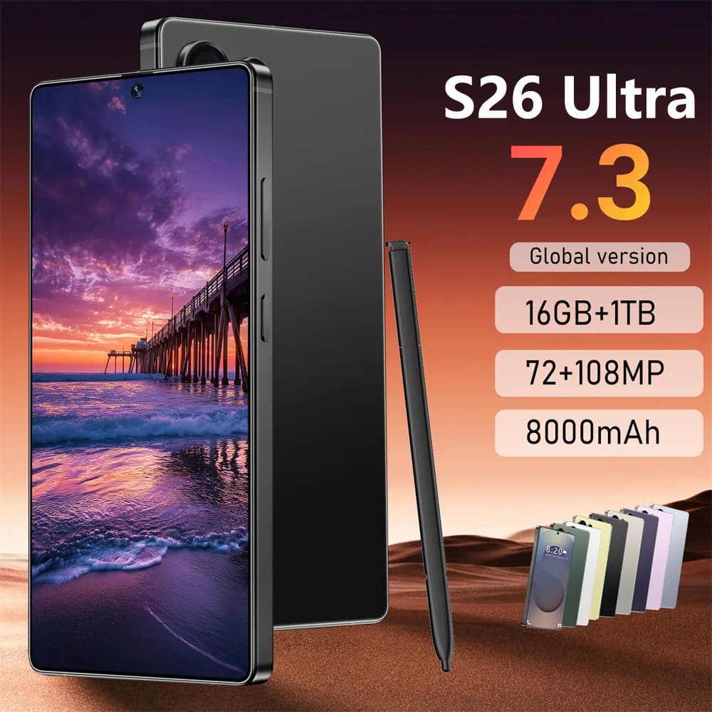 Hot Original Smartphone for S26 Ultra 7.3HD Cell Phone 5G Dual Sim 72MP+108MP 22G+2TB 7800mAh Android 14 Unlocked Mobile Phones