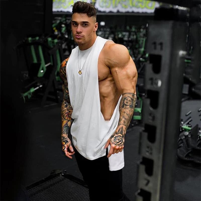 Plain Mens Fitness Sport Clothing Gym Bodybuilding Muscle Tank Tops Cotton Hip-Hop Singlets Extend Cut Off Sleeveless T-shirts
