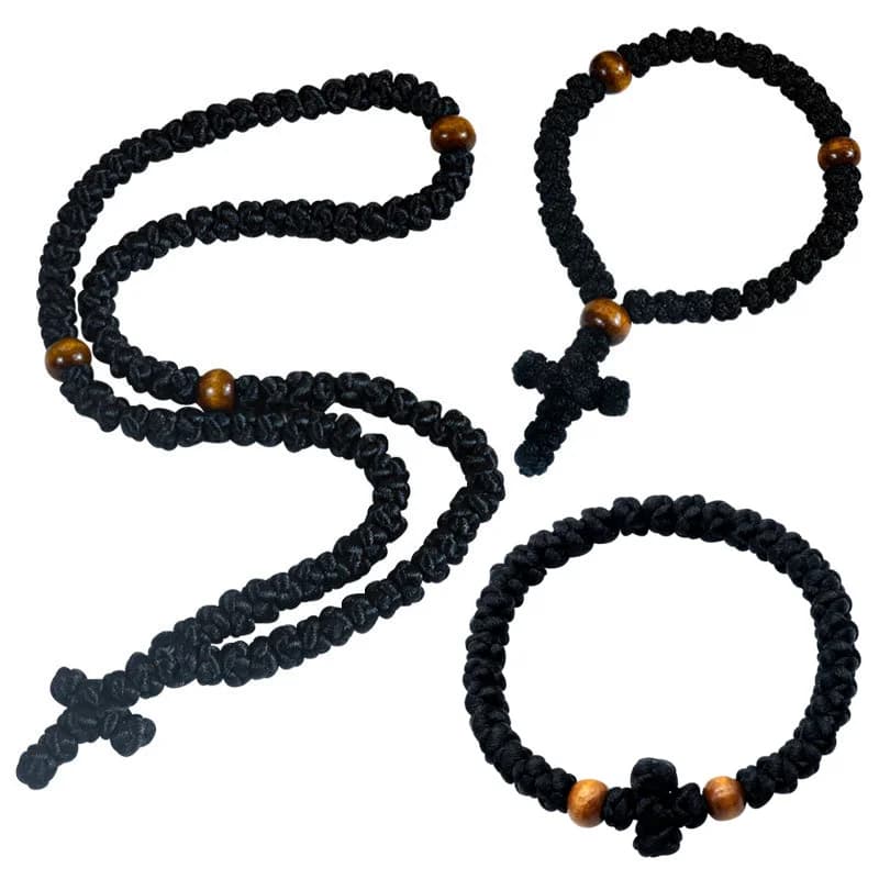Orthodox Rope Church Utensils Religious Wooden Prayer Beads Rosary Bracelet