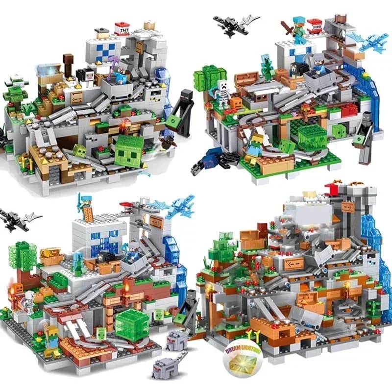The Cave Village Mine Farm TreeHouse Deep Dark Battle Constructions Building Block Model Toys DIY for Children Christmas Gift