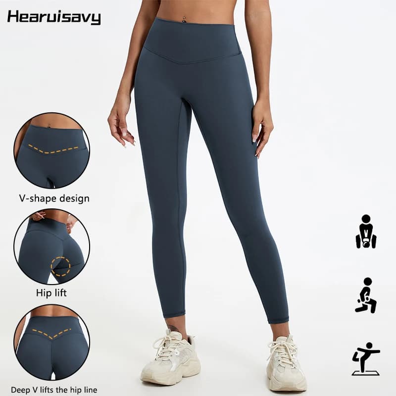 Hearuisavy Summer Super Soft Fabrics High Waist Leggings Gym Yoga Pants Running Workout Tights Push Up Sports Leggings Women