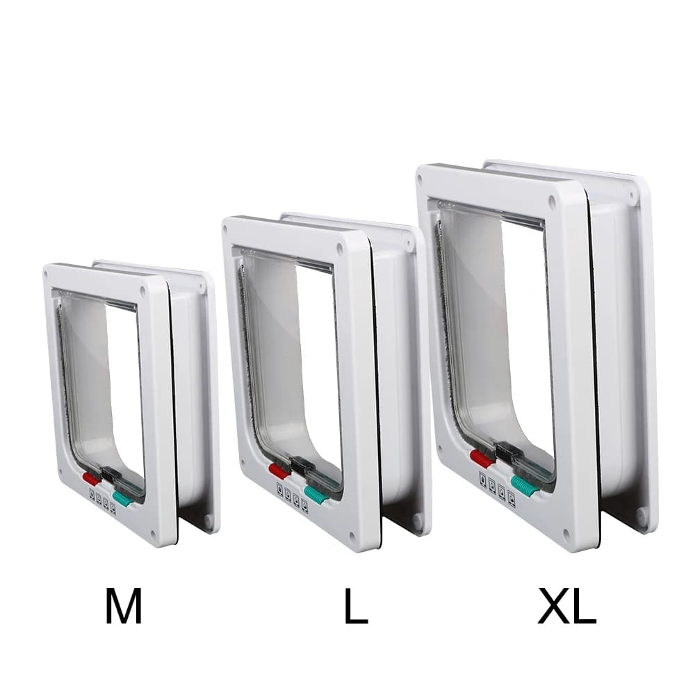 For Dog Cat Kitten ABS Plastic Dog Cat Flap Door With 4 Way Lock Security Flap Door Small Pet Supplies Cat Puppy Safety Gate