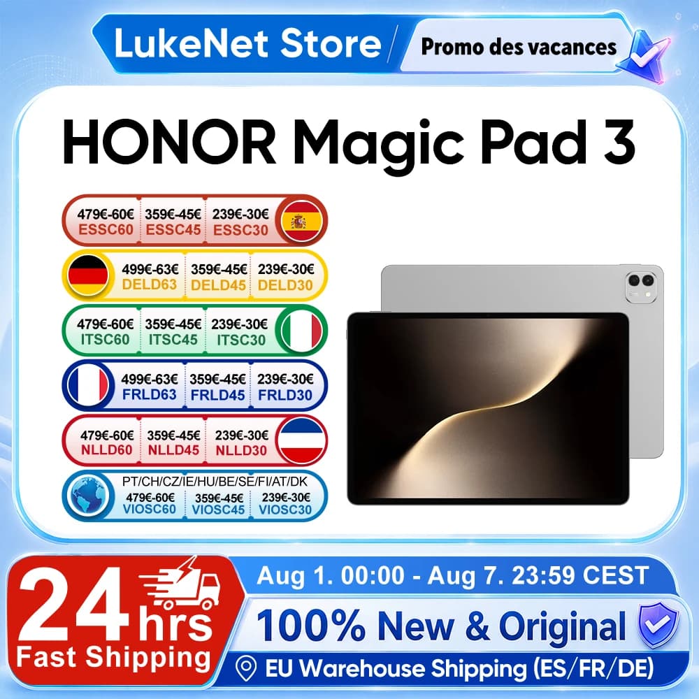 HONOR Magic Pad 3 Tablet Global Version 13.3'' 3K LCD 165Hz Display Pad Snapdragon 8s Gen 3 12450mAh Battery Android 15