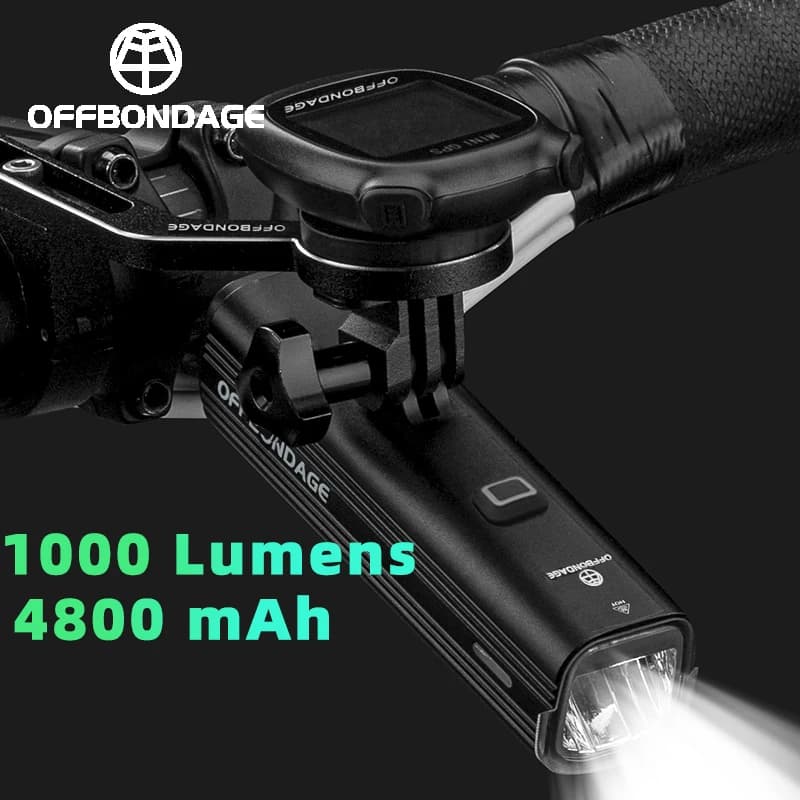 OFFBONDAGE 1000 LM Bike Light Rechargeable Cycling Lamp Bicycle Front Light Brightness MTB Road Headlight Flashlight Waterproof