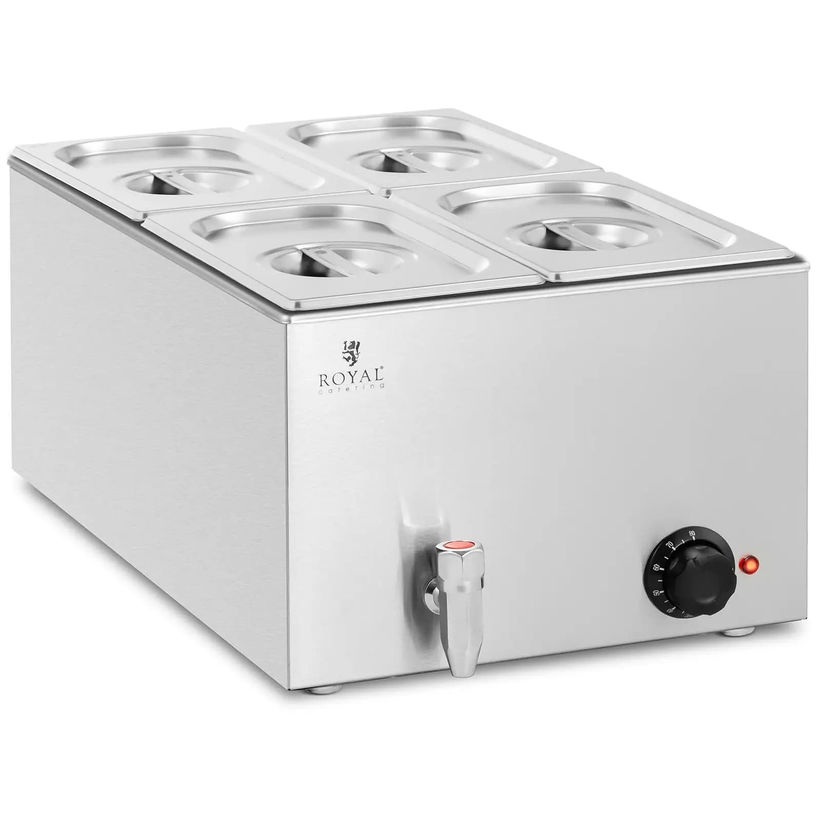 Bain Marie 600 W 4 GN 1/4 Leeresztőcsap - Ipari Bain-marie by Royal Catering