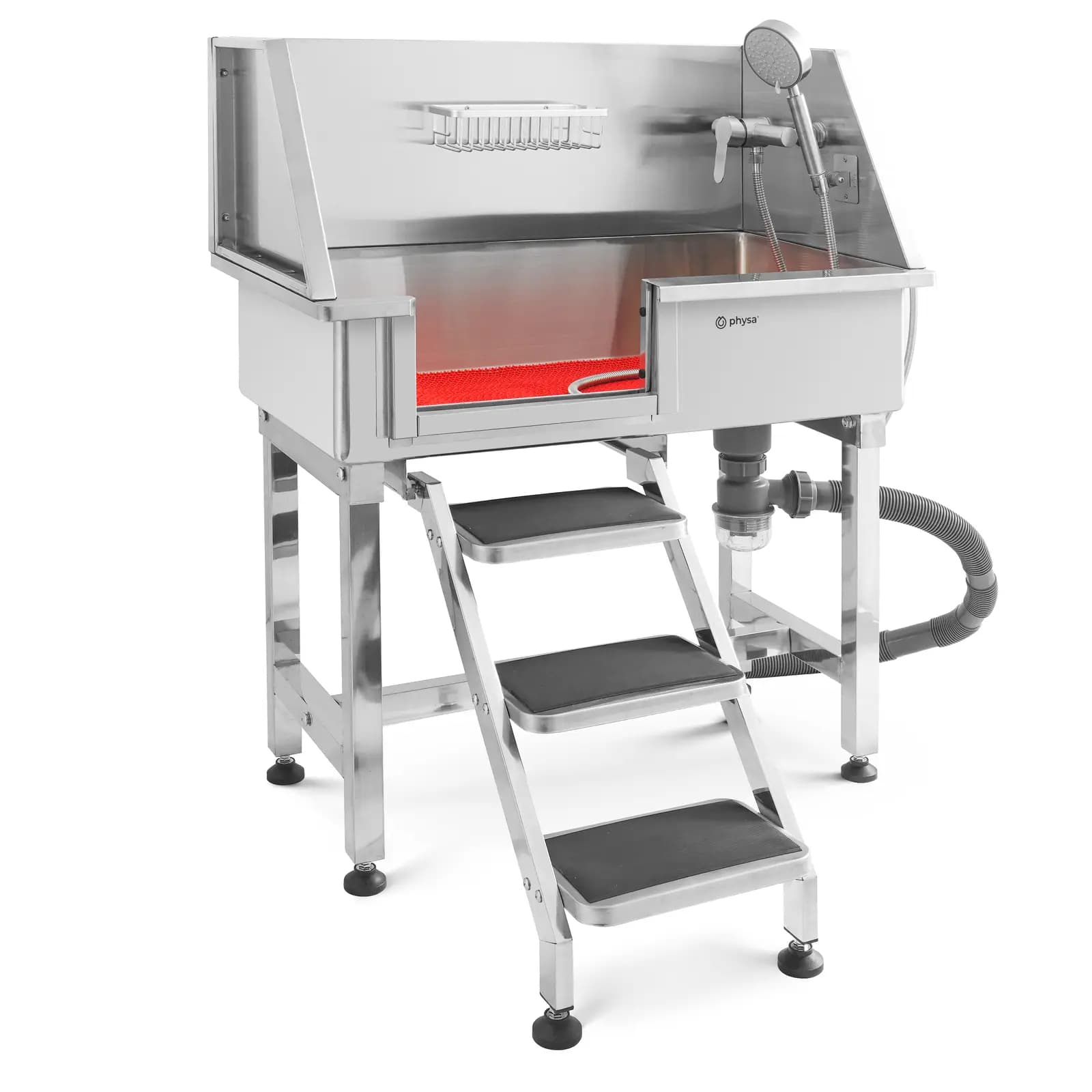 Kutya Fürdető kád Rozsdamentes Acél max. 60 kg Lépcsővel - Kisállat Tartozékok by Physa