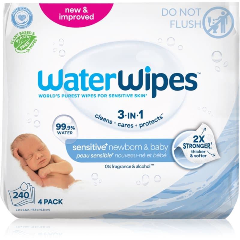 WaterWipes Baby Wipes 4 Pack finom nedves törlőkendők gyermekeknek 4x60 db