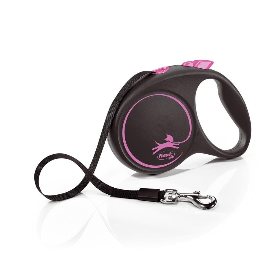 FLEXI FLEXI Automatikus póráz Black Design L szalag 5 m rózsaszín