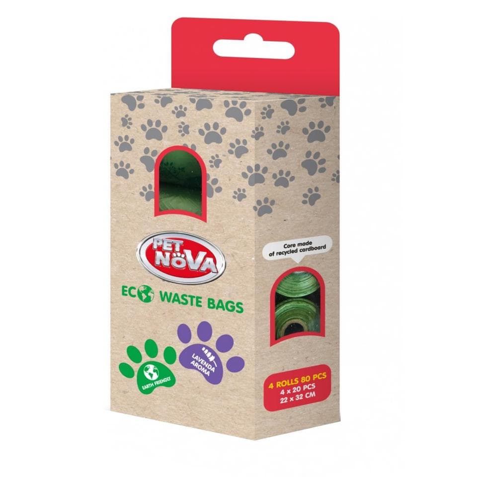 PET NOVA Pet Nova Biológiailag lebomló zacskók ürülékhez 4x20db - 22x32cm