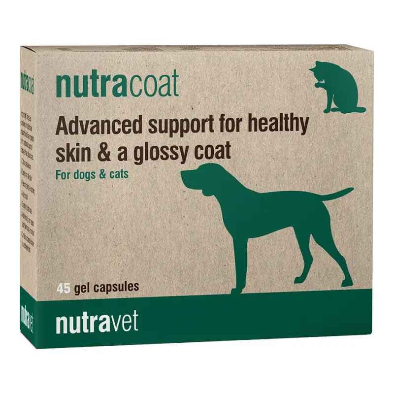 NUTRAVET Nutracoat 45 kapszula kutyák és macskák egészséges bőrének és szőrzetének ápolásához