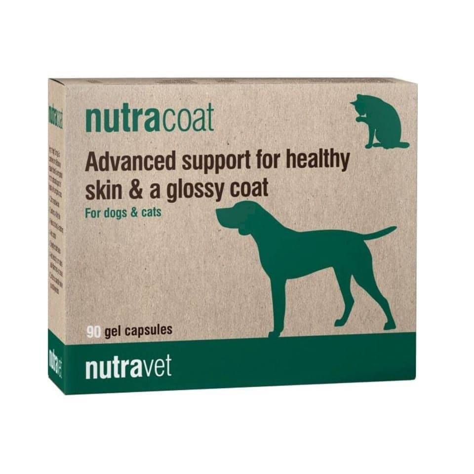 NUTRAVET Nutracoat 90 kapszula kutyák és macskák egészséges bőrének és szőrzetének ápolásához