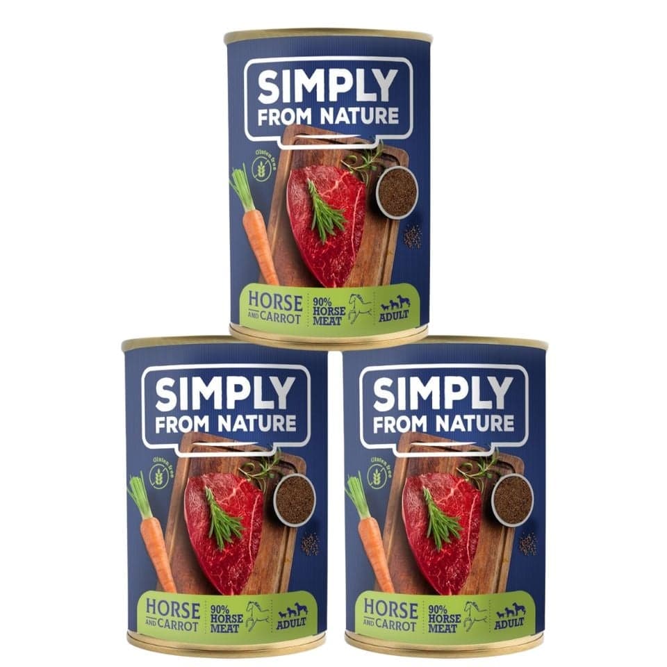 SIMPLY FROM NATURE Wet Food for dogs horse, linseed and carrot 3 x 400 g