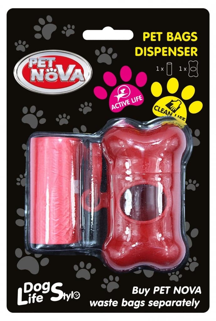 PET NOVA Ürülék zacskó adagoló + tekercs 20 db piros