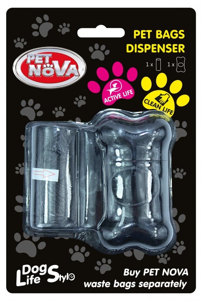 PET NOVA Ürülékgyűjtő zsák adagoló + 20 db fekete tekercs