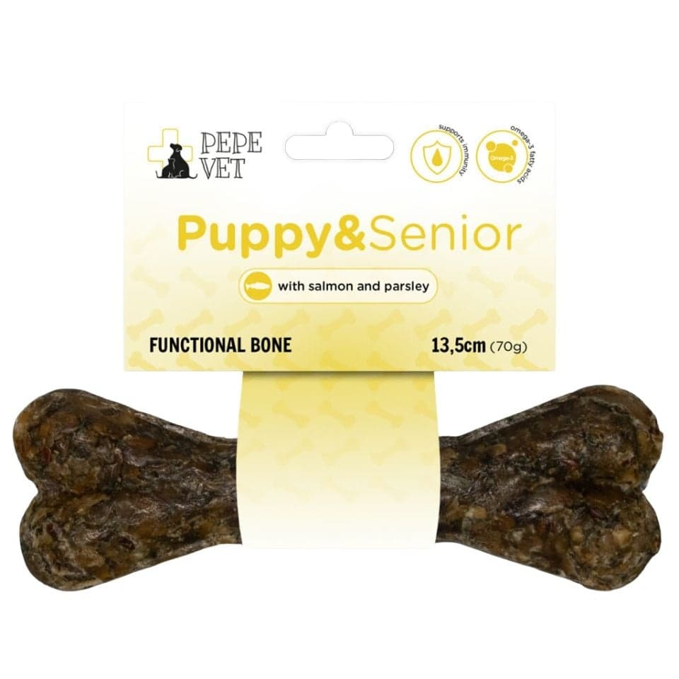 PAKA ZWIERZAKA PEPE Vet Funkcionális csont Puppy&amp;Senior 13,5 cm (70g) kölyökkutyák és idősek számára