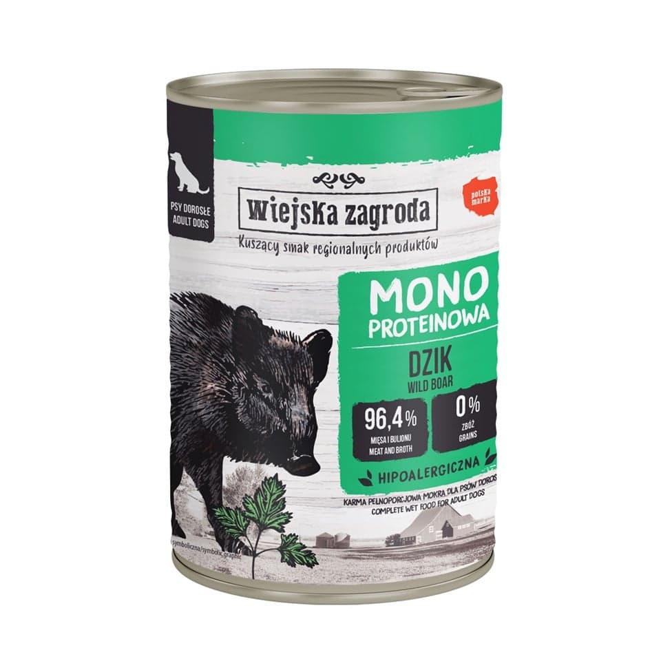 WIEJSKA ZAGRODA Monoprotein Vaddisznó nedves kutyaeledel 400 g