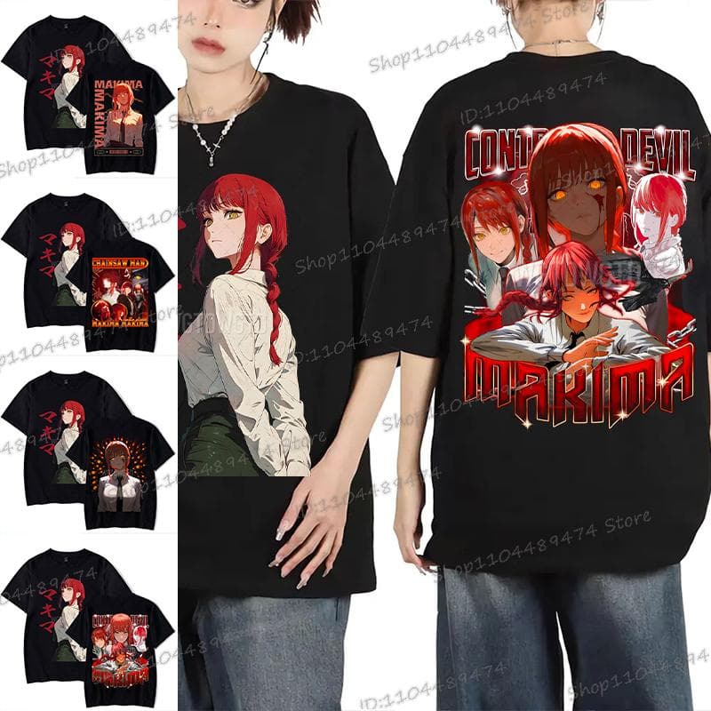 Anime Chainsaw Man Póló Makima Harajuku Divat Grafikus Póló Vintage Alkalmi Női Y2K Felsők Vicces Képregény Férfi Ruházat cm