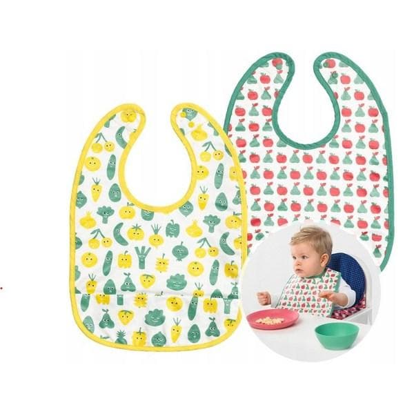 IKEA Martbro vízálló előke bébiétel Sárga/zöld 2P, 1 szett, 2 db
