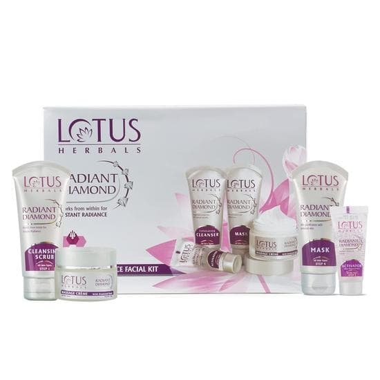 Lotus Herbals Radiant Diamond Cellular Radiance 5 az 1-ben Arckezelő Készlet | Gyémántporral és Fahéjjal | Minden Bőrtípusra | 170g