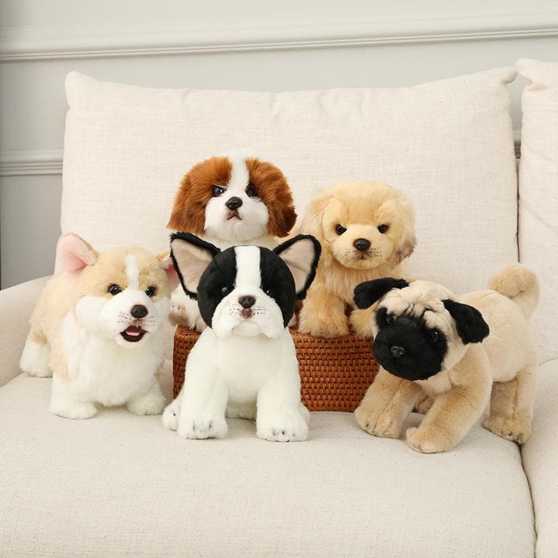 Francia bulldog baba kölyök kitömött farkas kutya tibeti masztiff plüssjáték aranyos szimuláció corgi Golden Retriever babák születésnapi
