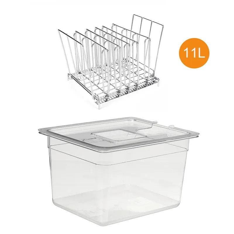 11 literes Sous Vide tűzhelytartály és rozsdamentes acél Sous Vide állványkészletek Levehető elválasztók elválasztó merülő