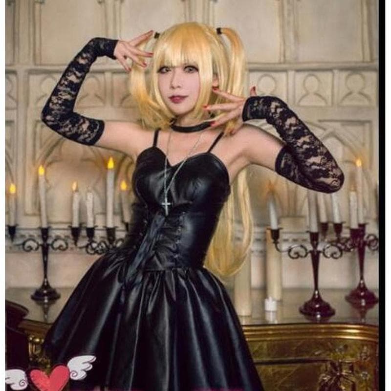 Death Note Misa Amane műbőr szexi cső felsők Csipke ruha Egyenruha Anime Cosplay jelmezek cm