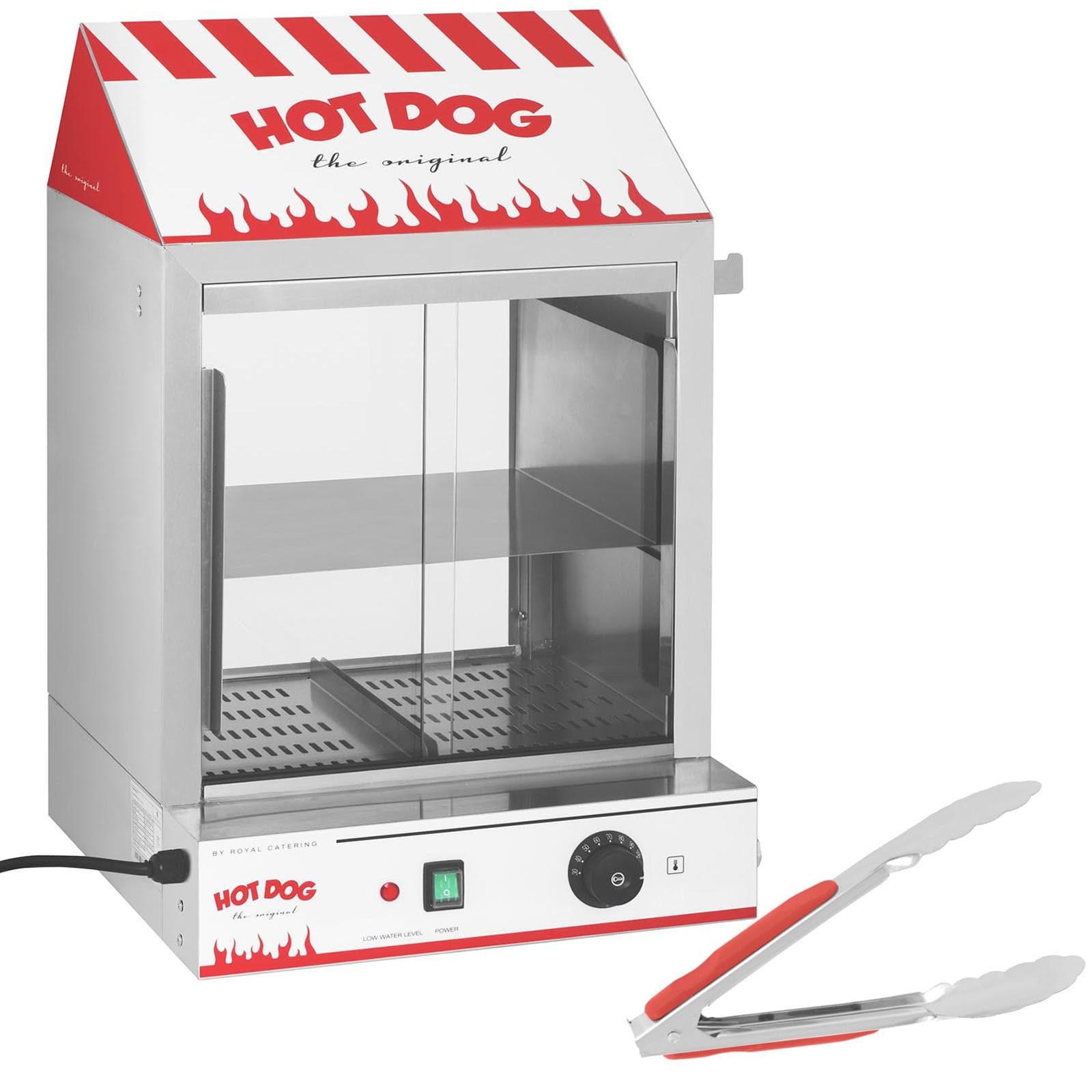 Melegentartó vitrin 200 hot doghoz, 50 zsemléhez, 2000W, Royal Catering RCHW 2000