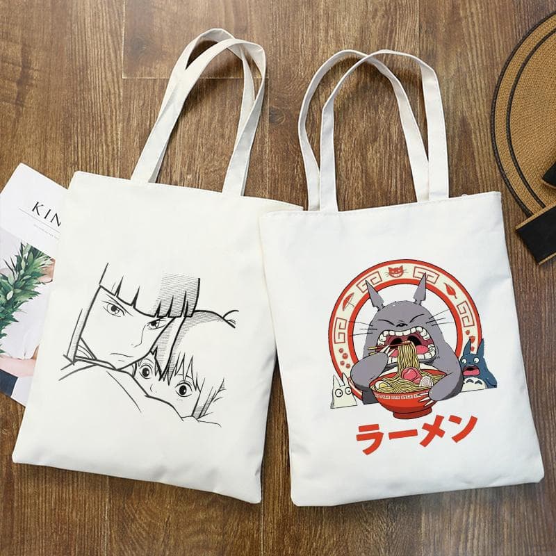 Totoro Studio Ghibli Miyazaki Hayao Shopper Bag Anime Táskák Rajzfilm Nyomtatás Bevásárlótáskák Eco Canvas Tote Bag Pacakge Beach Kézitáska