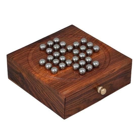 Társasjáték Solitaire Fémgolyók Gyöngyök Tárolódobozzal Solitaire Fa kínai játék