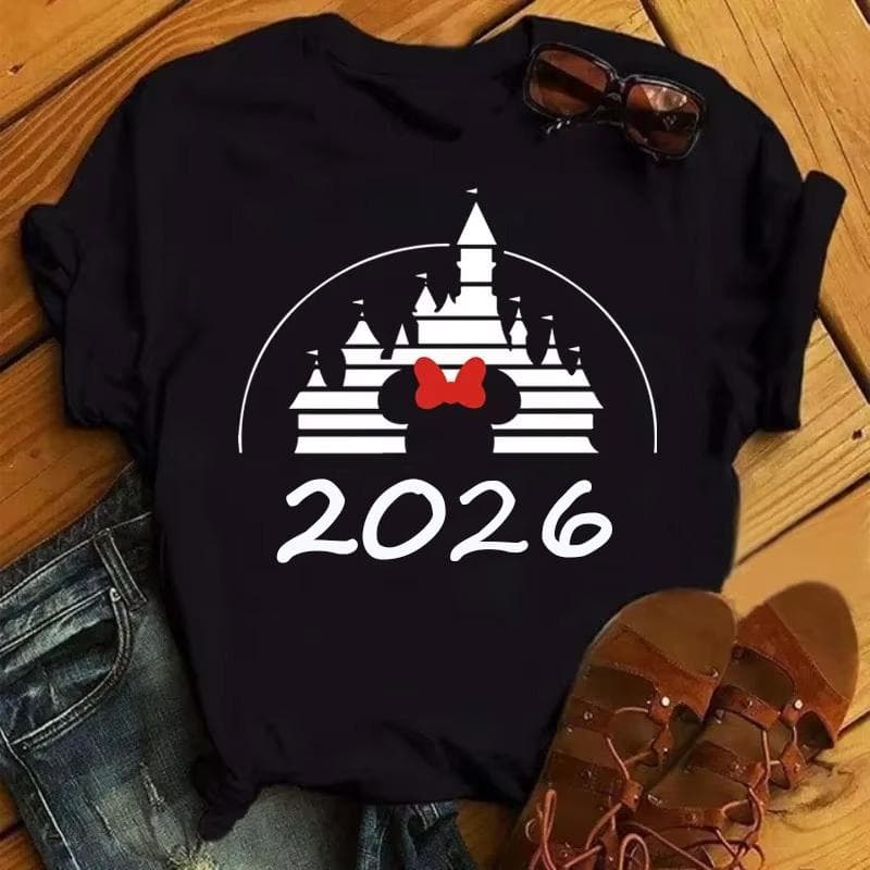 Disney Rajzfilm 2026 Utazás Grafikus Nyomott Póló Nyári Női Alkalmi Rövid Ujjú Felsők Pólók Divatos Ruházat Harajuku Póló cm