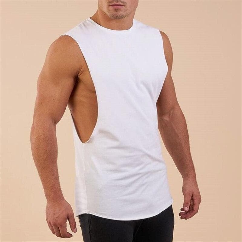 Muscleguys Üres edzőtermi felsők Férfi tömör pamut testépítő ruhák Fitness Férfi egyszemélyes edzés Ujjatlan stringer ingek cm fekete