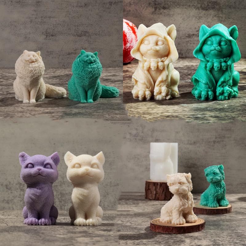 3D Aranyos Macska Kutya Gyertya Szilikon Forma Kézzel Készített Tacskó Pudli Aromaterápiás Krém Gyertya DIY Állat Gyanta Baba Dekoráció
