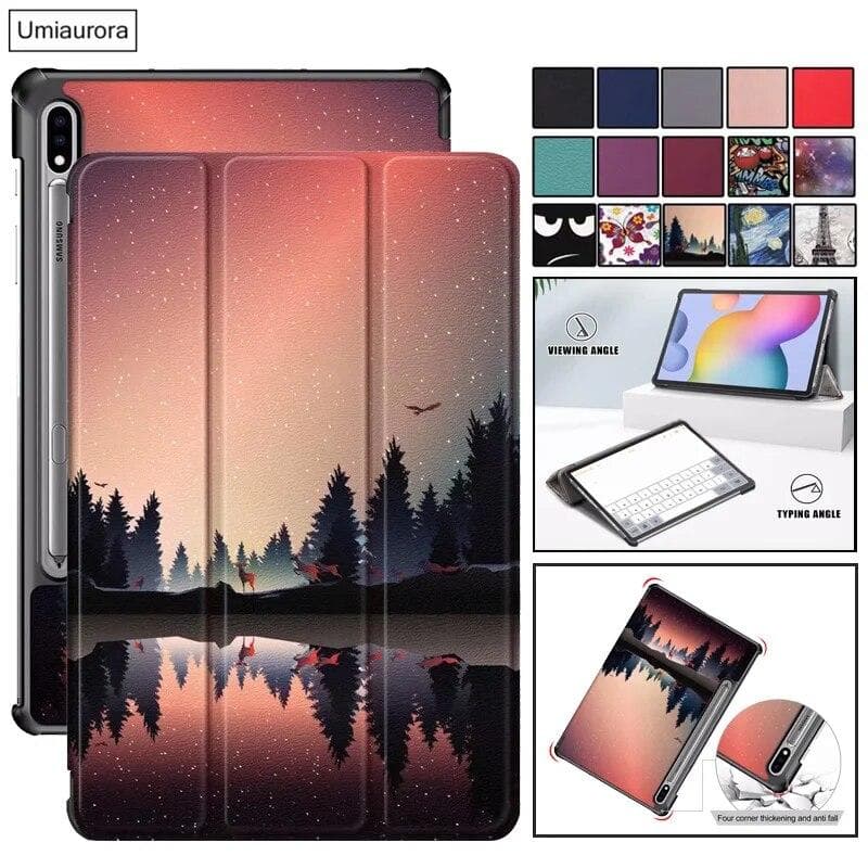 Samsung Galaxy Tab S7 Plus 12.4 SM-T970 T975 Tablet Flip Smart Case telefonhoz Samsung S7 11 hüvelykes SM T870 T875 összecsukható állvány tok