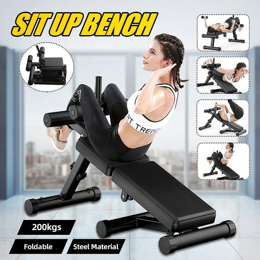 Fekete összecsukható, állítható hasi ülőpad Hanyatlás Otthon Tornaterem Crunch Fitness Board Edzés Hasi edzés Core Erősítő Felszerelés