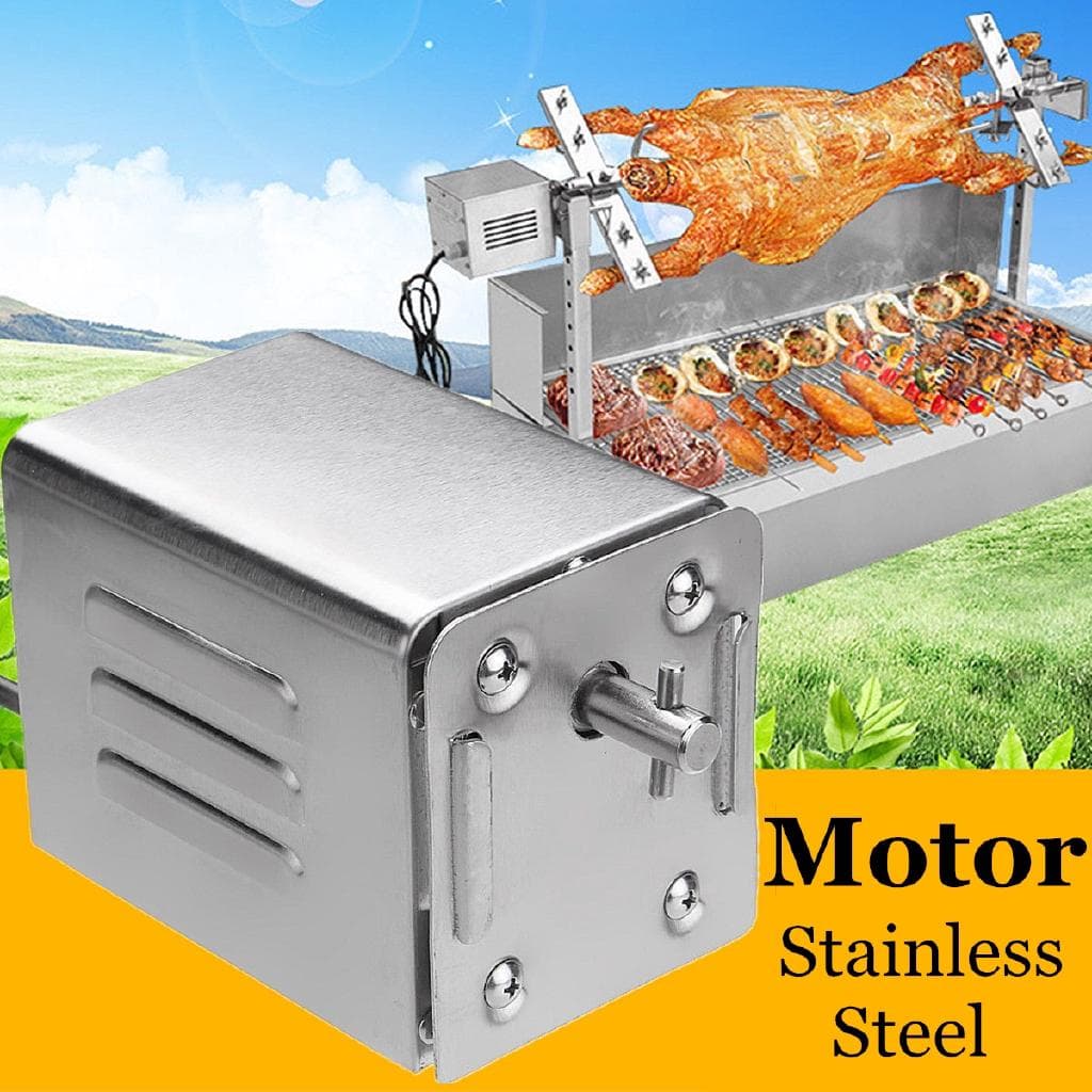 70 kg-os 15 W-os faszén grillező rozsdamentes acél grill kültéri báránysütő bárány kecske csirke nyárs forgószállító elektromos motor