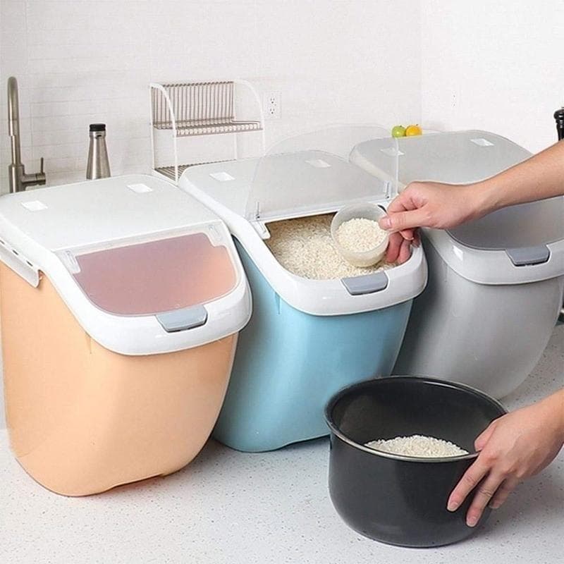 6KG/10KG/15KG Háztartási rizstároló konténer Nedvességálló Gabona Nagy kapacitású Tárolódoboz Konyhai Szervezet szürke