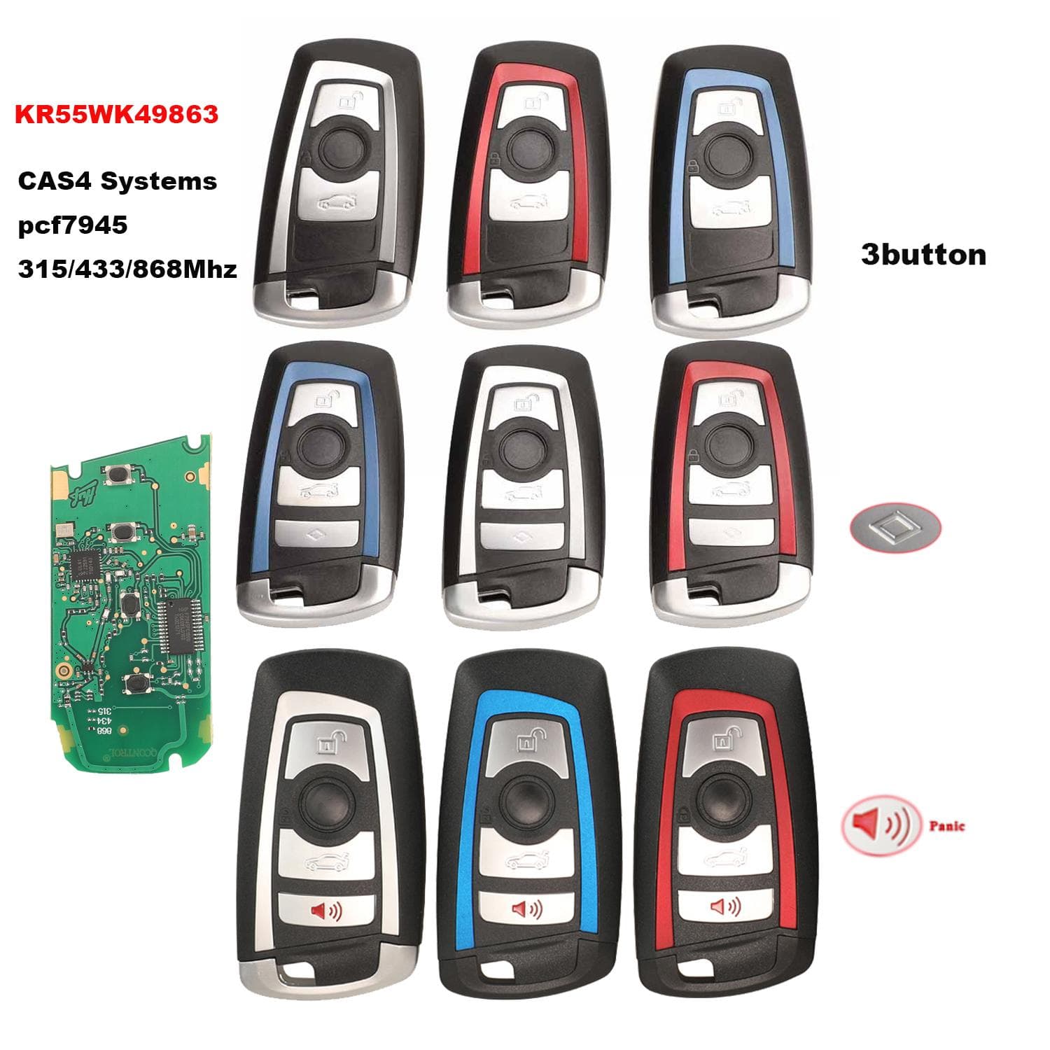 jingyuqin CAS4 868/315/433mhz Autó Távirányító Okoskulcs BMW 1 3 5 7 Sorozathoz CAS4 Rendszer Autó Jármű Riasztó Kulcsnélküli KR55WK49863